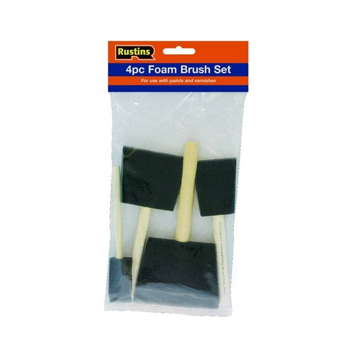 RUSTIN POLY FOAM BRUSHES ASSORTED SIZE 4 BRUSHES. PBRUSHPACK \\\KD14165
