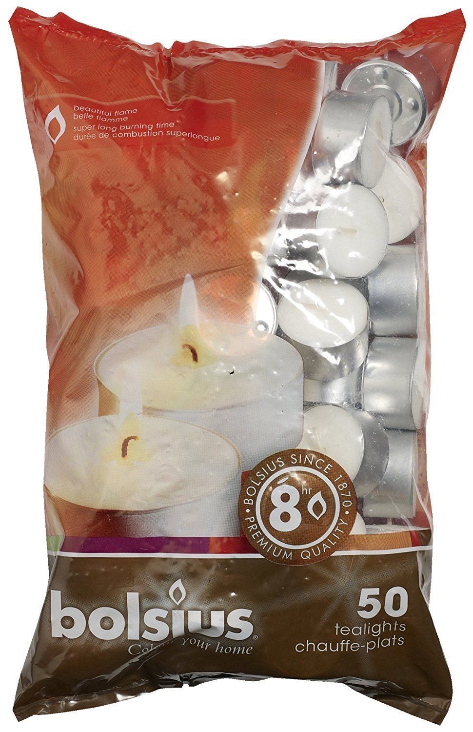 BOLSIUS TEALIGHT CANDLE WHITE 8 HRS PACK OF 50. 103630519700 \\\KD14170