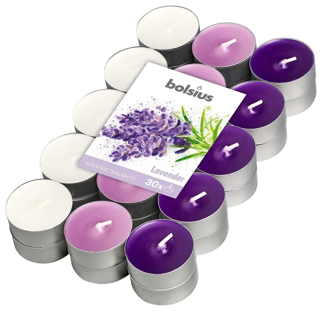 BOLSIUS SCENTED TEALIGHT CANDLES 4HR 30/PK - LAVENDER. CN5409 \\\KD14176