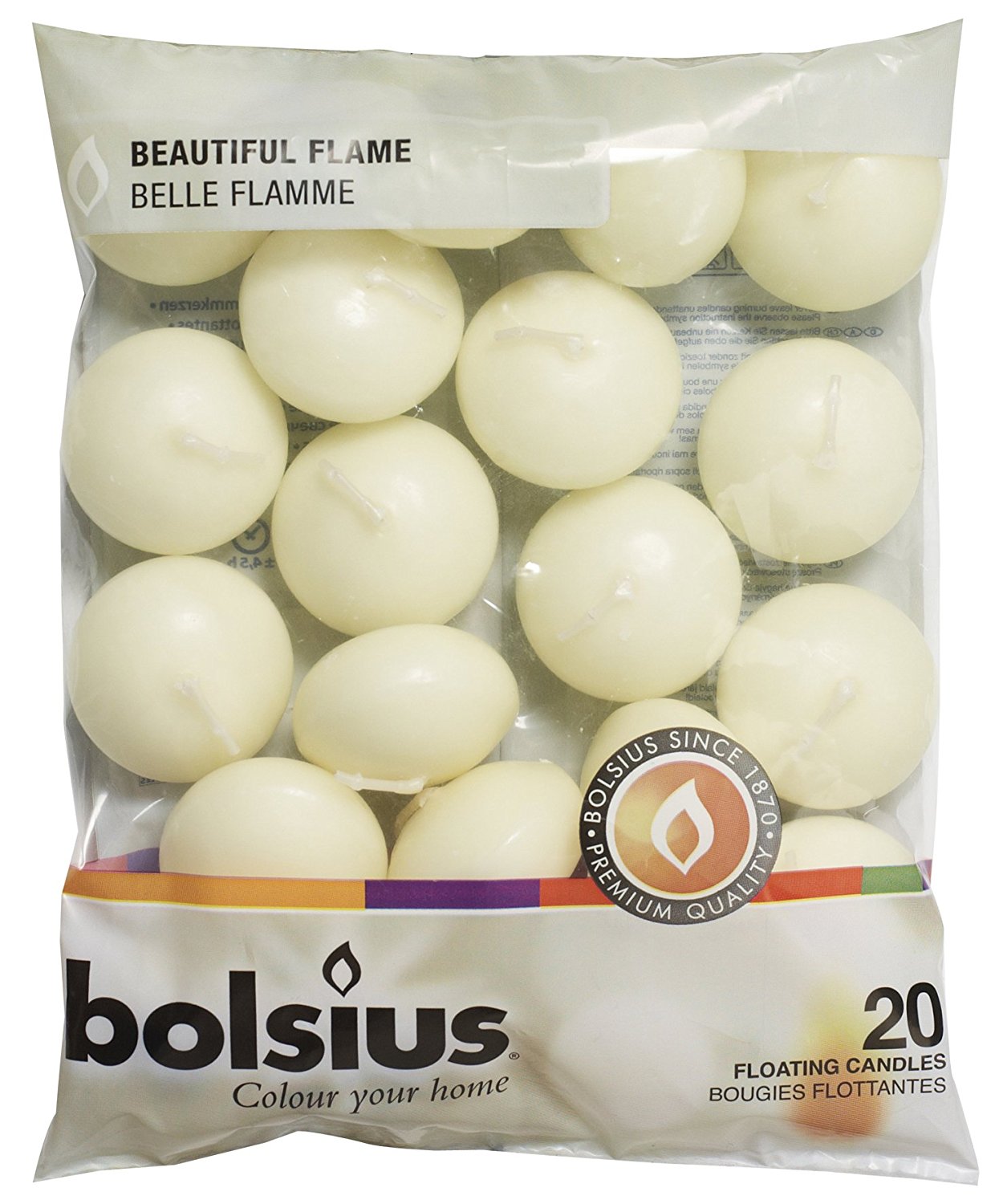 BOLSIUS FLOATING CANDLE IVORY PACK OF 20. 103632053705 \\\KD14182