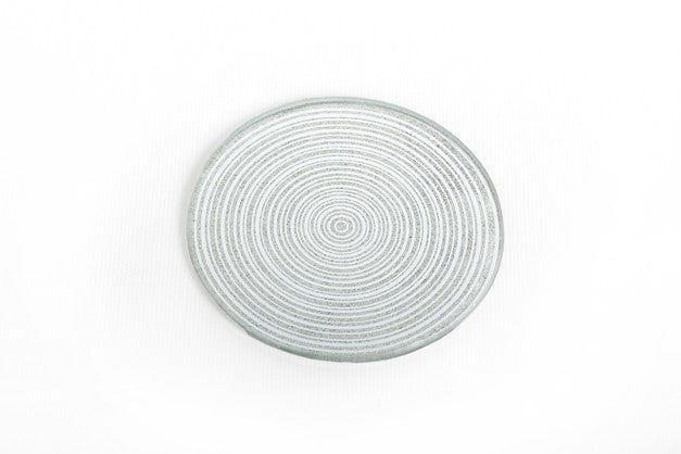 SILVER GLITTER CANDLE PLATE 10CM. GW1473 \\\KD14212