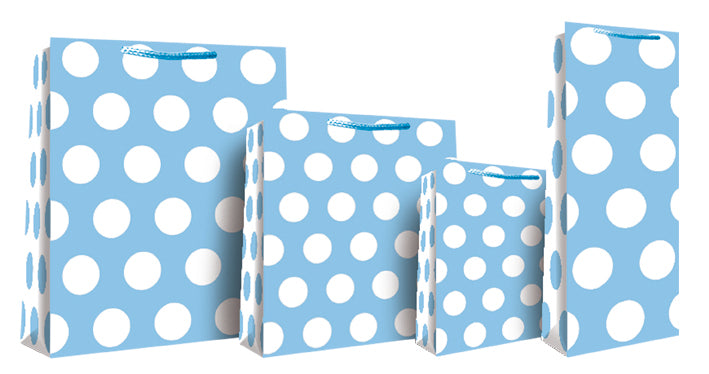 BLUE POLKA DOTS BOTTLE GIFT BAG. EW9165-4 \\\KD14231