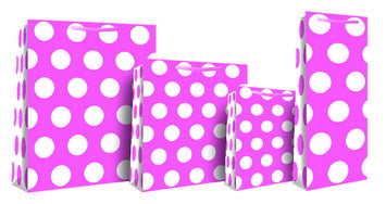 FUSCHIA POLKA DOTS BOTTLE GIFT BAG 36CM X 13CM. EW9168-4 \\\KD14252
