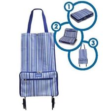 BLUE STRIP SHOPPING BAG WITH WHEELS. 99549 \\\KD14265