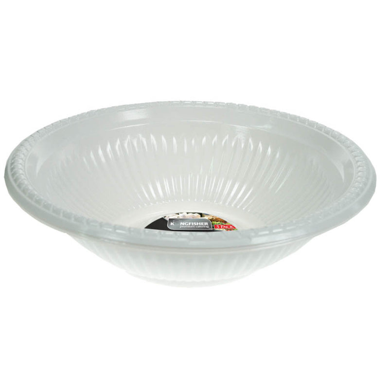 WHITE DISPOSABLE PLASTIC  BOWLS 5PACK OF 10 INCH (25CM). KC5LPB \\\KD14481