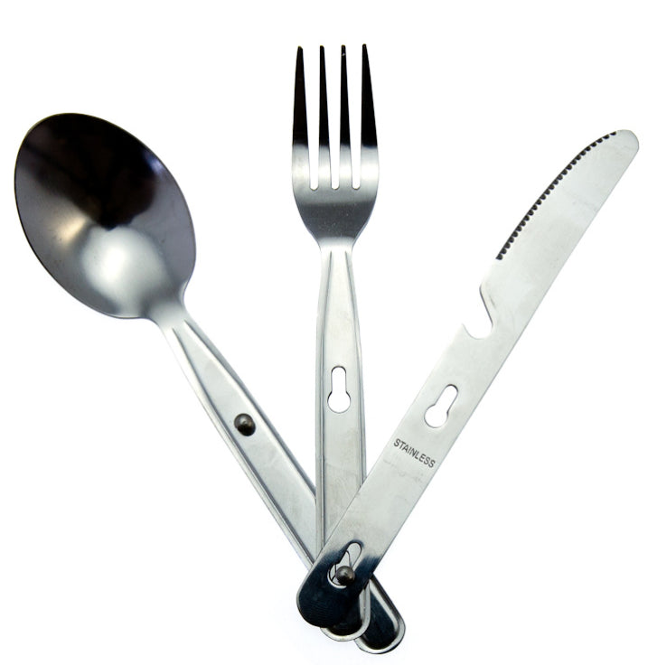 STAINLESS STEEL 3PIECE CAMPING CUTLERY SET. OLCUT \\\KD14503