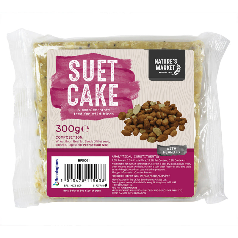 NATURES MARKET WILD BIRD FOOD NUT PEANUT SUET CAKE 300GM. BFSC01 \\\KD14507