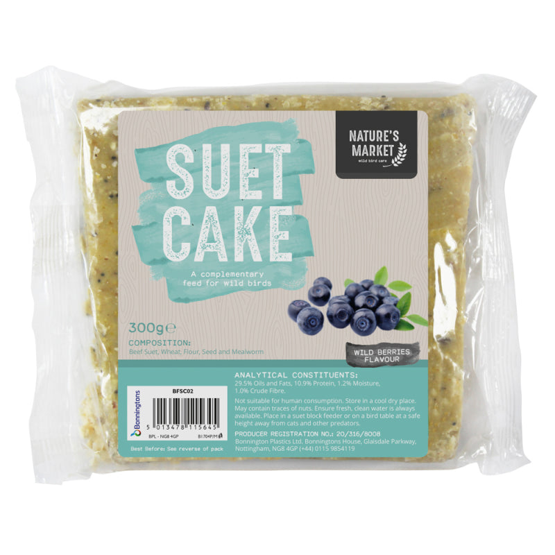 NATURES MARKET WILD BIRD FOOD WILD BERRIES SUET CAKE 300GM. BFSC04 \\\KD14510