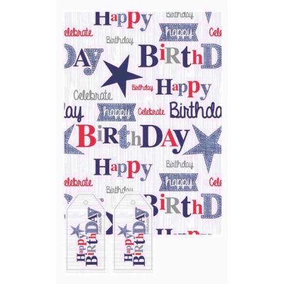 FLAT BOY BIRTHDAY 2 SHEET AND 2 TAG. EW20652 \\\KD14572
