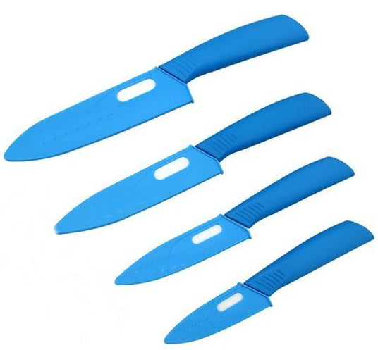 SAB SET OF 4 CERAMIC SOFT BLUE HANDLE. KC5142562 \\\KD14680