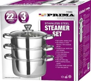 EURO STEAMER WITH GLASS LID WITH CAPSULATED BOTTOM 22CM 3 PCS. 11040C \\\KD14686