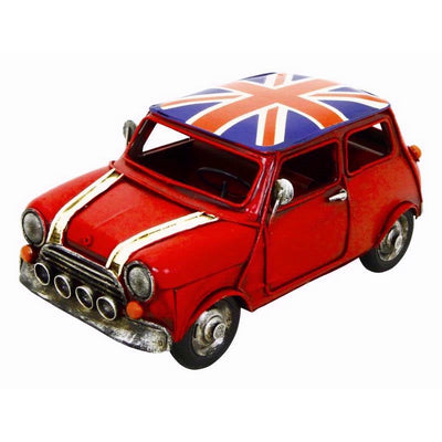 KREATIF KRAFT HAND PAINTED UNION JACK CAR METAL ORNAMENT. RT84101 \\\KD14737