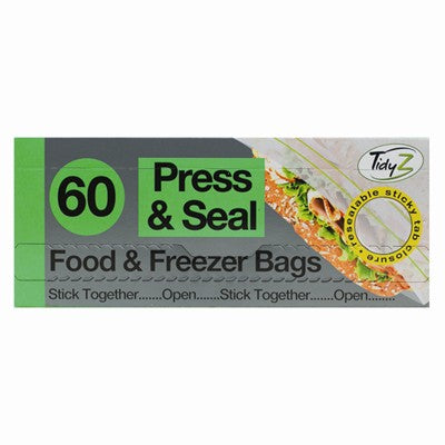 TIDYS PRESS & SEAL FOOD & FREEZER BAGS PACK OF 60. B0047 \\\KD14744