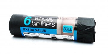 TIDYZ EXTRA VALUE WHEELY BIN LINERS 300 LITRES 6/PK. B0517A \\\KD14785