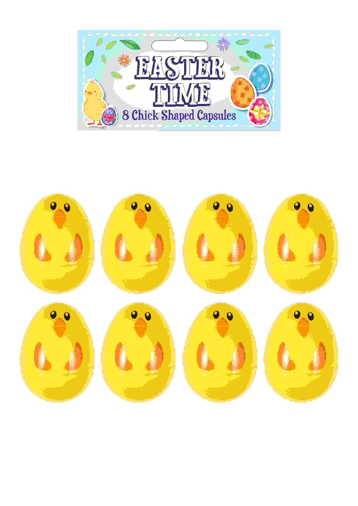 EASTER EGG CHICK SHAPED CAPSULES 60MM 8/PK. E21125 \\\KD14799