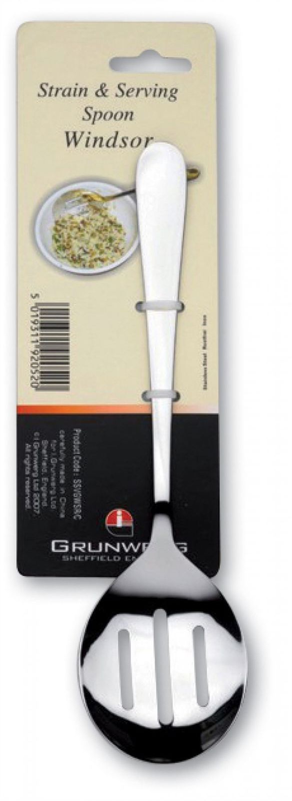WINDSOR STRAIN & SERVING SPOON CARDED. SVGFWDR/C SVGFWSRC \\\KD14846