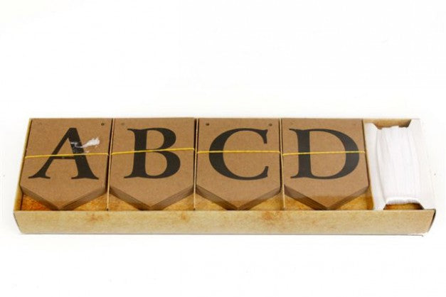 10M ALPHABET BUNTING STRING 75 CARDS - BROWN. CR0195 \\\KD14864