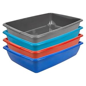 ASSORTED COLOUR WHITEFURZE CAT LITTER TRAY 42CM. P0301 \\\KD14903
