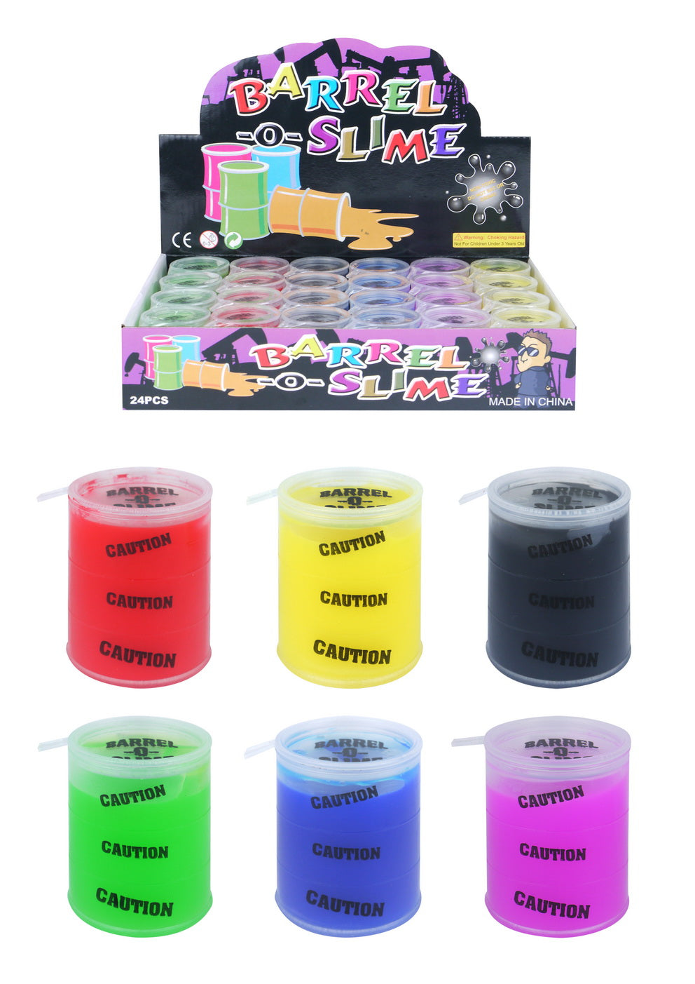 SLIME BARREL ASSORTED COLOURS 4.5CM X 4CM. N14306 \\\KD14937