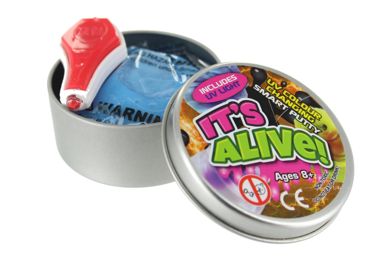 UV COLOUR CHANGING SMART PUTTY REACTIVE WITH UV LIGHT IN TIN. PI543079 \\\KD14941