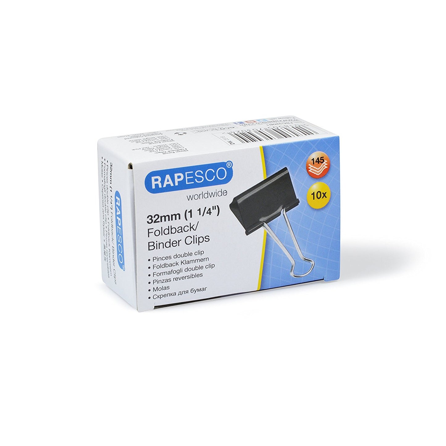 RAPESCO FOLD BACK CLIPS 32MM 10/PK. ROPFBC320B1 \\\KD14972