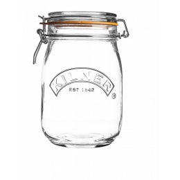 KILNER TRANSPARENT ROUND CLIP TOP JAR 1 LITRE. 0025491 \\\KD14998
