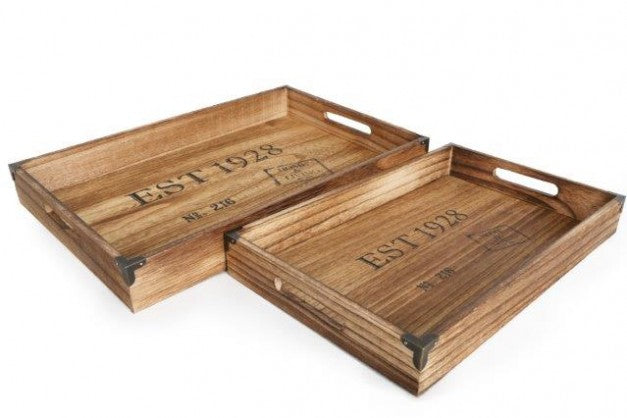 SET OF 2 GENERALSTORE WOOD TRAYS. GS0114 \\\KD15120