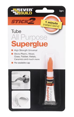 EVERBUILD STICK 2 ALL PURPOSE SUPERGLUE TUBE 3GM. 483372 S2SUP03 \\\KD15168