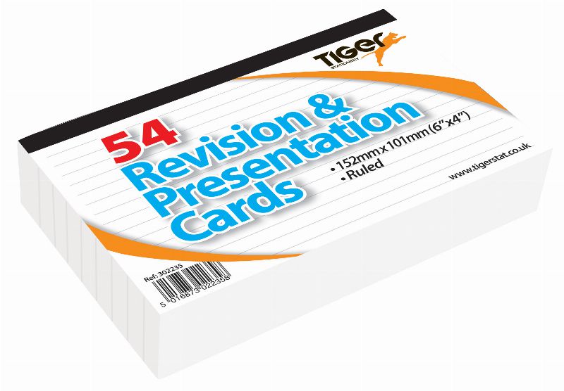 TIGER REVISION AND PRESENTATION WHITE CARDS 6 X 4 54/PK. T302235 \\\KD15205