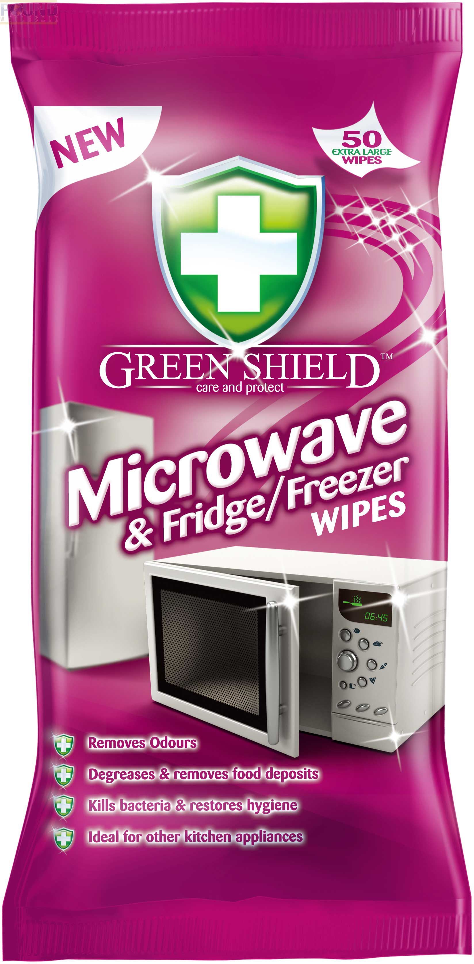 GREENSHIELD ANTI BACTERIAL MICROWAVE & FREIDGE FREEZER WIPES 70/PK. 5060110223558 \\\KD15232