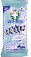 GREENSHIELD ANTI BACTERIAL TOILET CLEANING WIPES 40/PK. 5060110223534 \\\KD15234