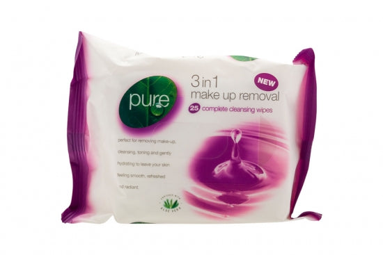 PURE 3-IN-1 MAKE UP REMOVER WIPES 25S. 5060110220281 \\\KD15242