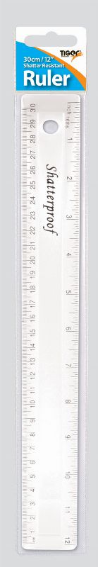 TIGER SHATTER RESISTANT CLEAR RULER 30CM. T301035 302333 \\\KD15251