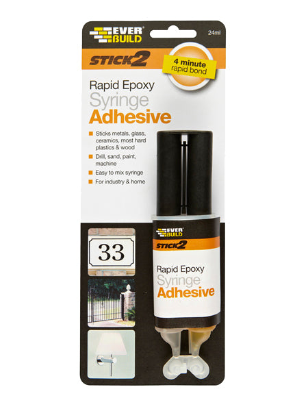 EVERBUILD STICK 2 RAPID EPOXY SYRINGE ADHESIVE 24ML. S2RAPEX24 \\\KD15259