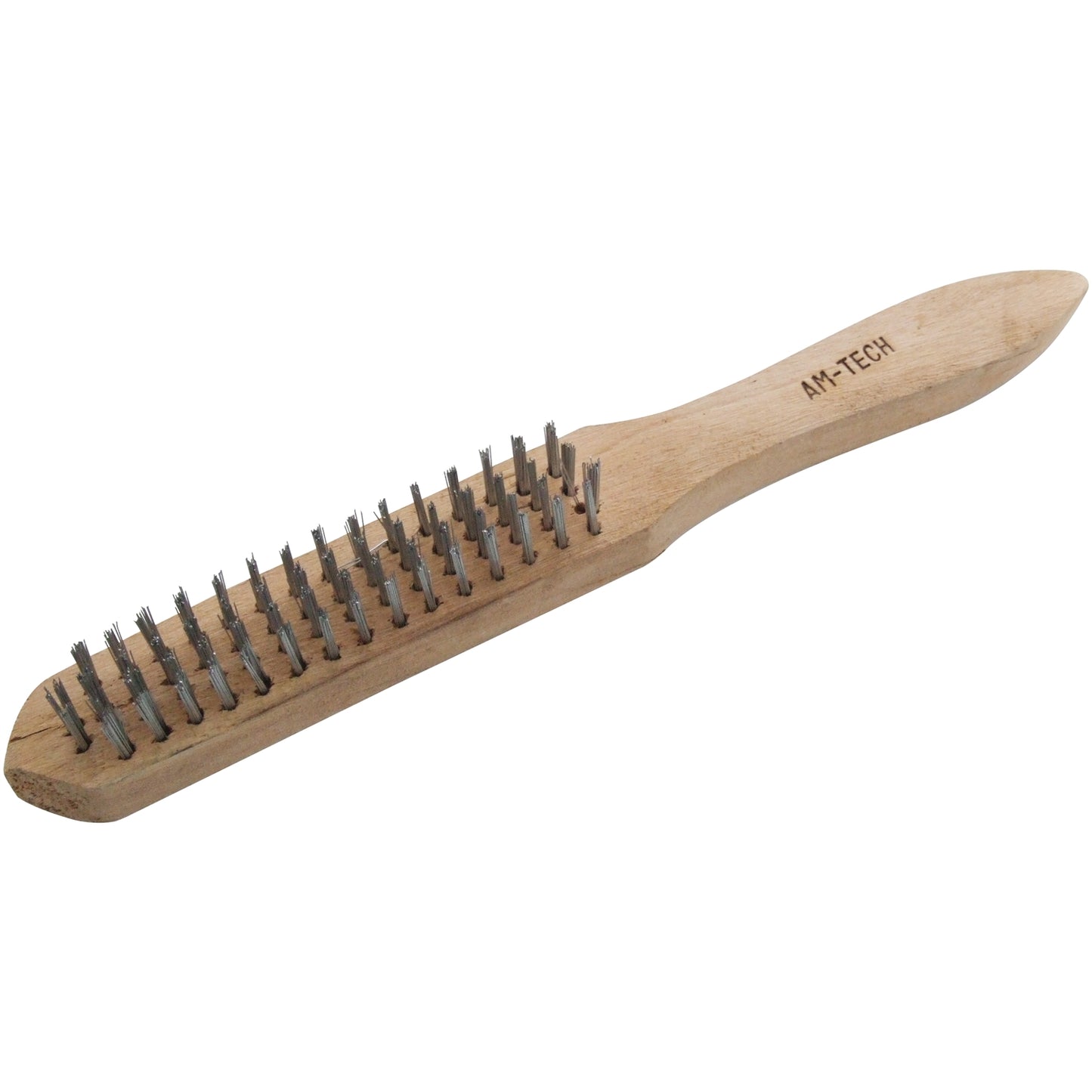 AMTECH 4 ROW WIRE BRUSH WOODEN HANDLE. S3400 \\\KD15272