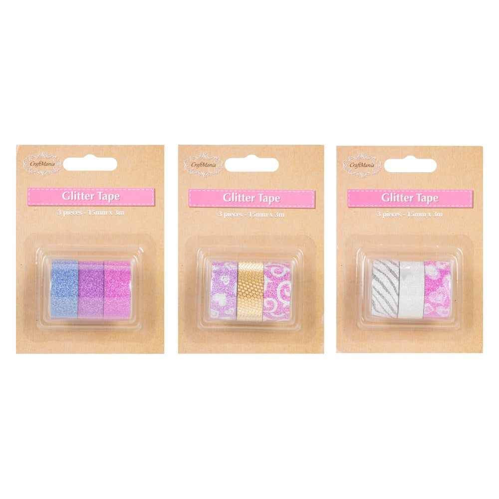 SELF ADHESIVE GLITTER TAPE 3X3M ASSORTED. 54747 \\\KD15354