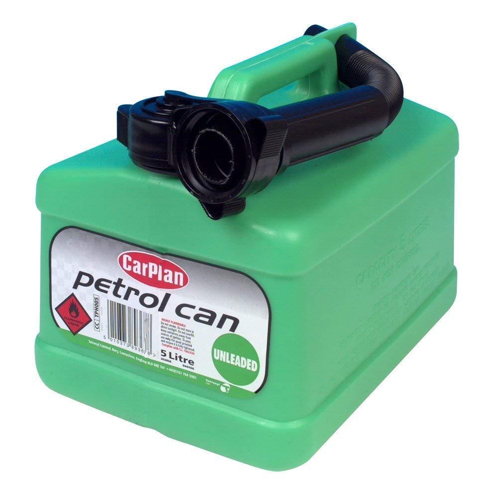 CARPLAN TETRACAN JERRY CAN UNLEADED PETROL FUEL 5 LITRE GREEN OR BLACK. TPH005 \\\KD15393