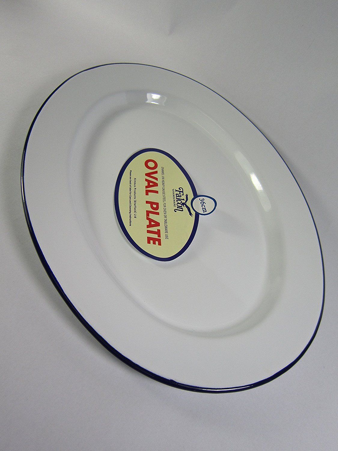 FALCON WHITE ENAMELOVAL SERVING PLATE STEEL 36CM. 48036 \\\KD15447