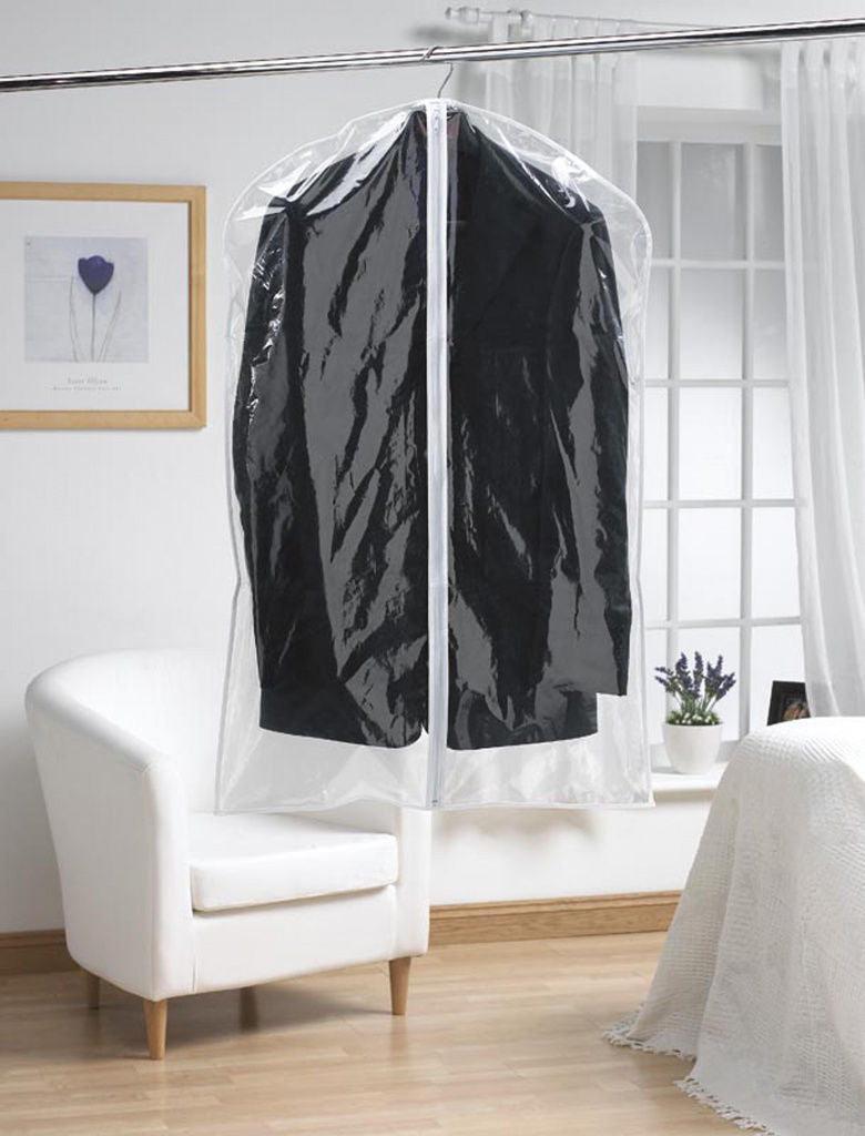 H & L RUSSEL SET OF 2 CLEAR SUIT GARMENTS CLEAR COVER + ZIP. WS1012 \\\KD15463