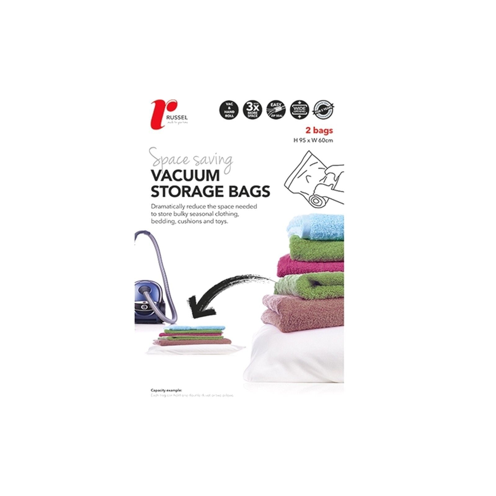 H & L RUSSEL 2-WAY VACCUM STORAGE BAG SET OF 2 95X60CM. SB5344 \\\KD15475