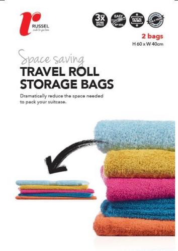 H & L RUSSEL TRAVEL ROLL VACCUM STORAGE BAG SET OF 2 60X40CM. SB5343 \\\KD15476