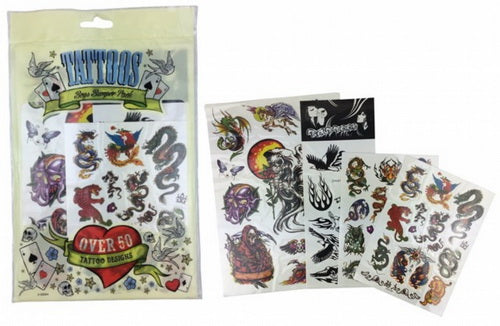 BOYS TATTOOS 50+ GREAT VALUE ASSORTMENT OF 50 TATTOS. PL323055 \\\KD15534