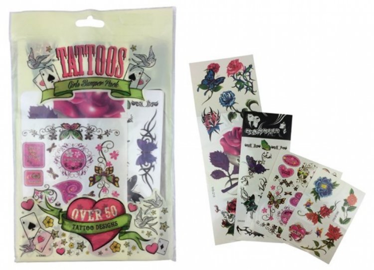 GIRLS TATTOOS 50+ GREAT VALUE OF 50 ASSORTMENT OF TATTOOS. PL323056 \\\KD15535