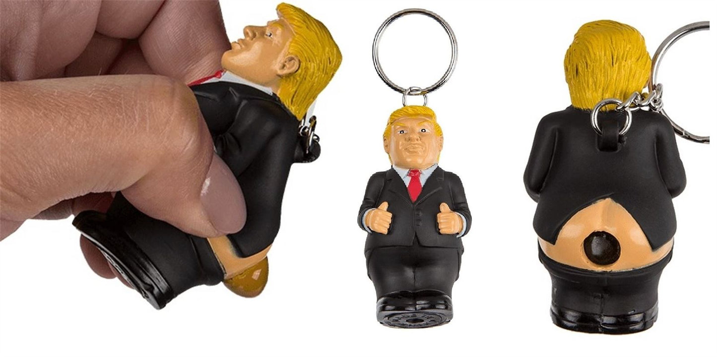 METAL KEYCHAIN SQUEEZE PRESIDENT DONALD TRUMP POP FART CA 6CM. OB120028 \\\KD15539