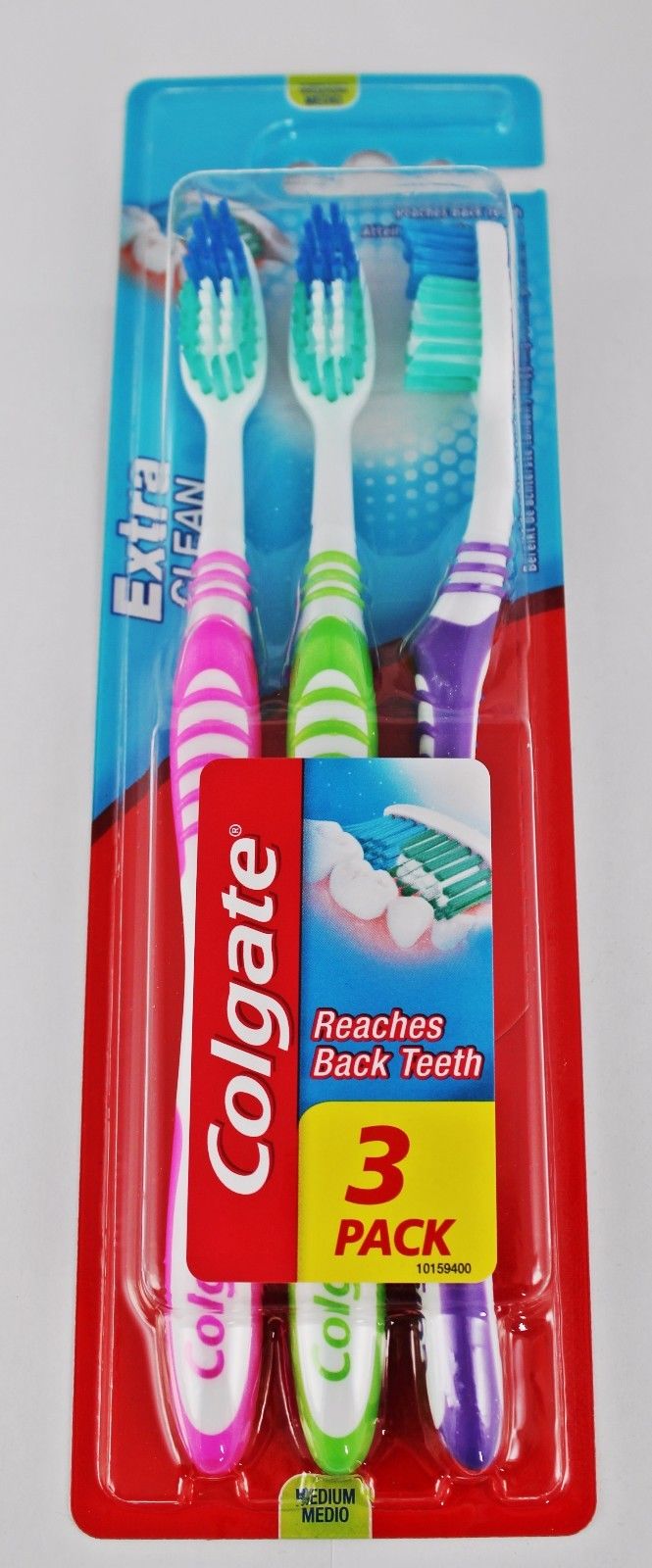 COLGATE EXTRA CLEAN MEDIUM TOOTH BRUSH 3 PACK. 92297 \\\KD15559