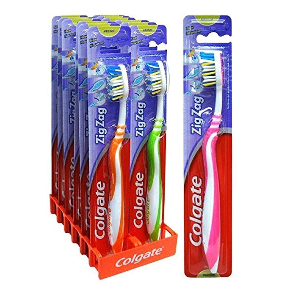 COLGATE ZIG ZAG MEDIUM BRISTLES TOOTHBRUSH 12PCS. CZT \\\KD15564