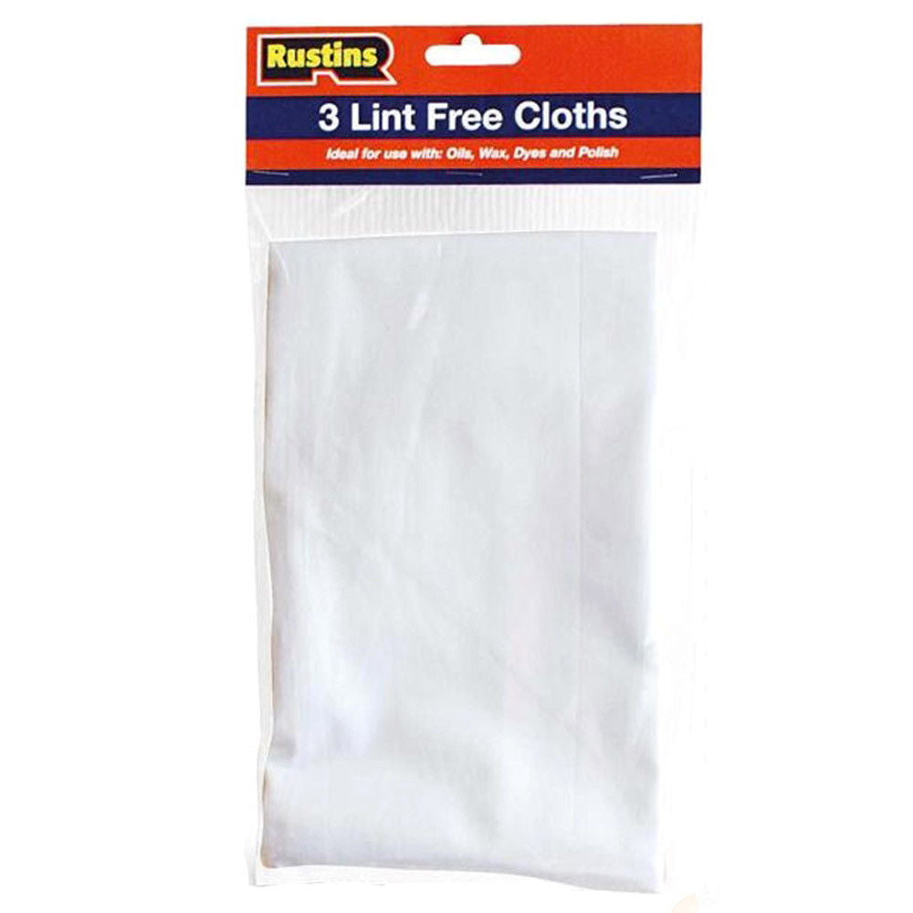 RUSTINS LINT FREE CLOTHS PK OF 3 USE WITH OILS WAX DYES & POLISH. LFCT003 \\\KD15674