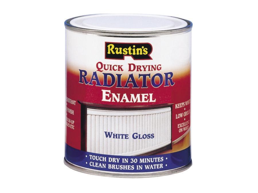 RUSTINS QUICK DRY RADIATOR ENAMEL WHITE GLOSS PAINT 250ML. RADG250 \\\KD15689