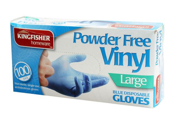 100PK OF VINYL POWDER FREE NON STERILE SINGLE USE GLOVES LARGE. KGVB3 \\\KD15747