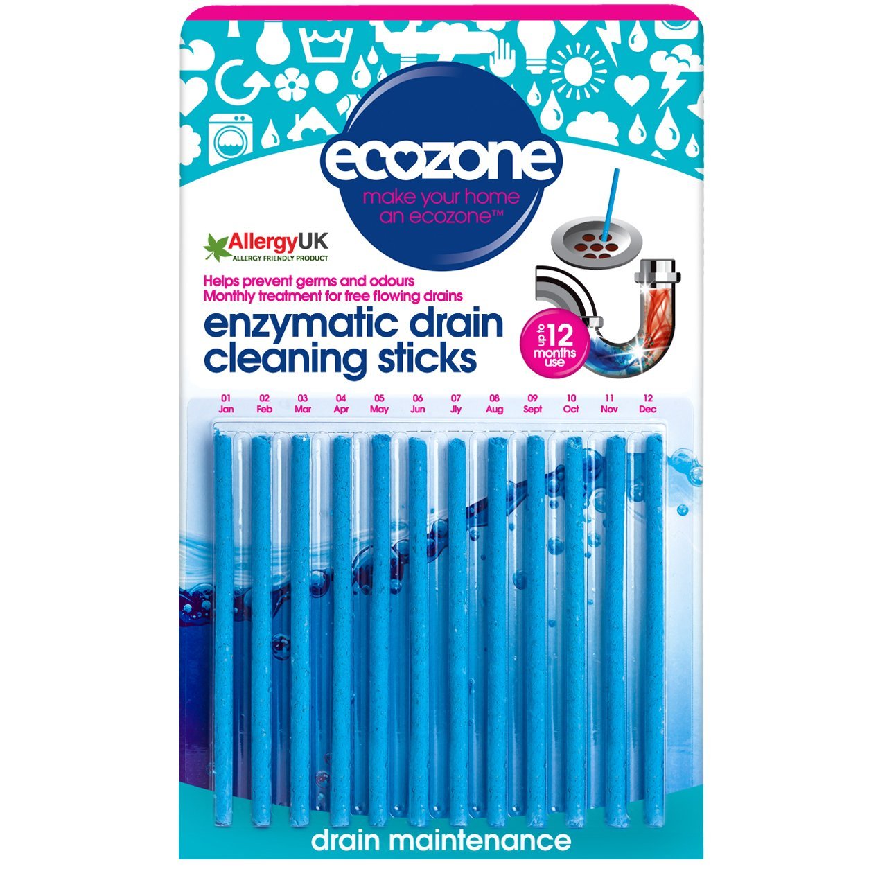 ECOZONE DRAIN CLEANING 12 MOTHS STICK. EZ4 \\\KD15772